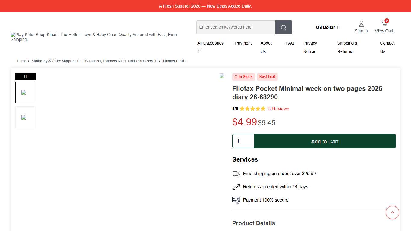 Filofax Pocket Minimal week on two pages 2026 diary 26-68290