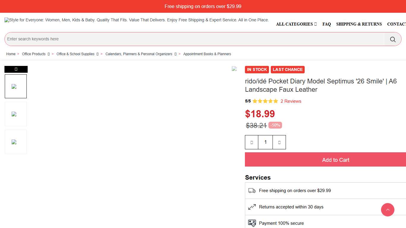 rido/idé Pocket Diary Model Septimus '26 Smile' A6 Landscape Faux Leather